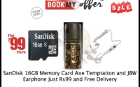 Rs.199 only SanDisk 16 GB Memory Card+JBW Earphone+150ML Axe Dark Spray 4